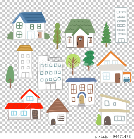Hand drawn style cityscape illustration set Hand drawn style cityscape illustration set 94471478