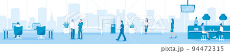横長イラスト / オフィス・会社内の風景と働く人々 ベクターイラスト 横長イラスト / オフィス・会社内の風景と働く人々 ベクターイラスト 94472315