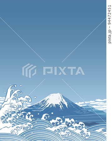 大波と富士山 和風背景素材 大波と富士山 和風背景素材 94472451