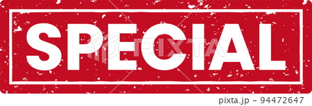 Illustration of a red stamp with the word "special" on it 94472647