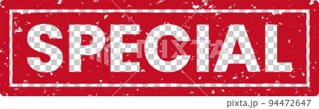 Illustration of a red stamp with the word "special" on it 94472647