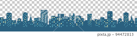 Buildings at night / Night view of the city Horizontal vector illustration (through the window) 94472813