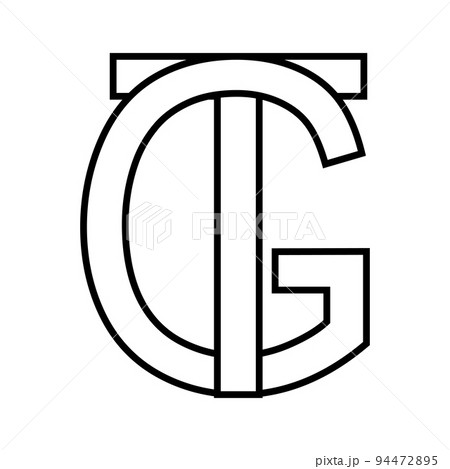 Logo sign gt tg icon, nft interlaced letters g t 94472895