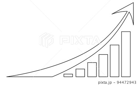 Chart and upward arrow front view outline isolated on white background. Design element. Chart and upward arrow front view outline isolated on white background. Design element. 94472943