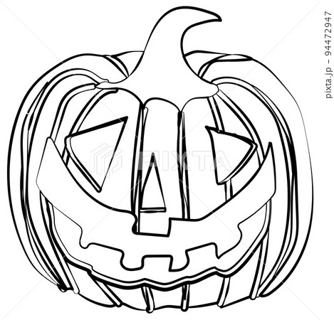 Pumpkin outline with eyes and smiling mouth for Halloween isolated on white background. Design element. Pumpkin outline with eyes and smiling mouth for Halloween isolated on white background. Design element. 94472947