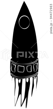 Black silhouette of spaceship with hull like squid isolated on white. Design element. Black silhouette of spaceship with hull like squid isolated on white. Design element. 94472983
