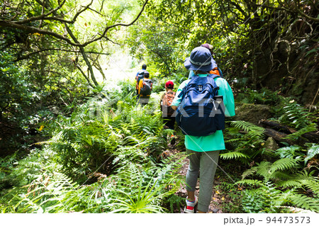小笠原父島をハイキングする子ども 94473573