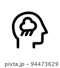 人間の頭のアイコン、雨降り、シンプルなアウトラインのアイコン 94473629