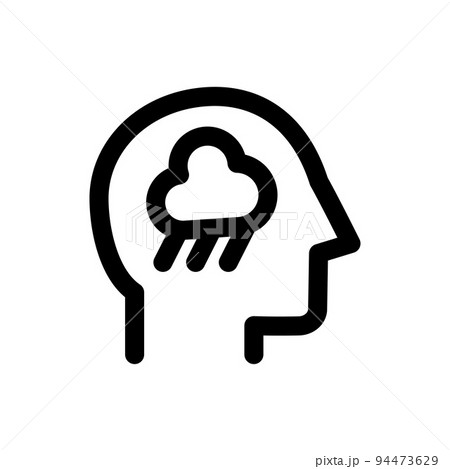 人間の頭のアイコン、雨降り、シンプルなアウトラインのアイコン 94473629