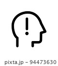 人間の頭のアイコン、エクスクラメーションマーク、シンプルなアウトラインのアイコン 94473630