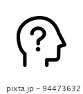 人間の頭のアイコン、クエスチョンマーク、シンプルなアウトラインのアイコン 94473632