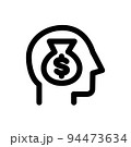 人間の頭のアイコン、お金、シンプルなアウトラインのアイコン 94473634