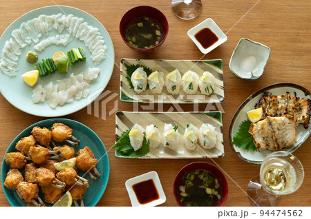 マゴチづくしの食卓（薄造り、昆布締め、握り、塩焼き、あら汁） 94474562