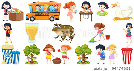 Set of different cute kids and objects 94474631