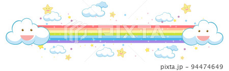 Colorful pastel rainbow with clouds Colorful pastel rainbow with clouds 94474649