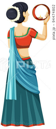 Indian woman in traditional clothing in Karva chauth festival theme 94474802