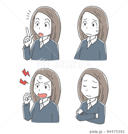 女性の表情イラストセット 94475391