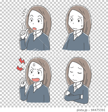 女性の表情イラストセット 94475391
