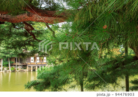 金沢の景勝地　兼六園　霞ケ池周辺の風景 94476903