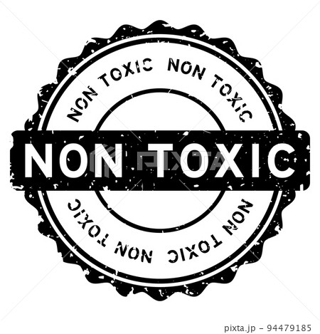 Grunge black non toxic word round rubber seal stamp on white background 94479185