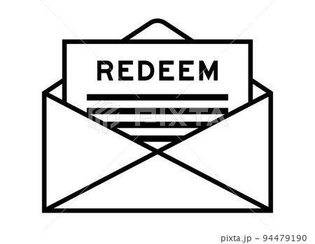 Envelope and letter sign with word redeem as the headline Envelope and letter sign with word redeem as the headline 94479190