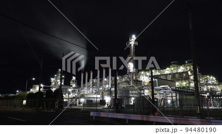 ダイセル大竹工場のプラントの工場夜景 ダイセル大竹工場のプラントの工場夜景 94480190