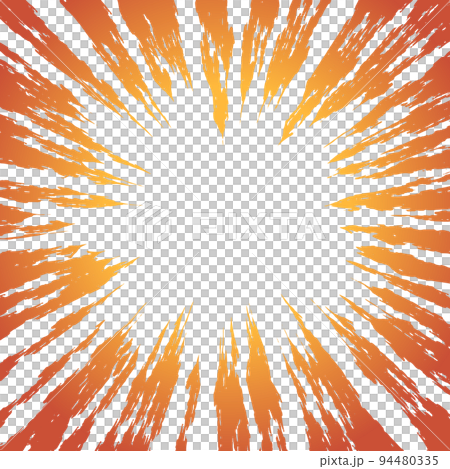 Hand-drawn style concentration line square background material with a flame-like image Hand-drawn style concentration line square background material with a flame-like image 94480335