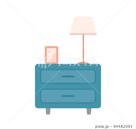 Cute nightstand in interior. Home interior concept. Cartoon style Cute nightstand in interior. Home interior concept. Cartoon style 94482091