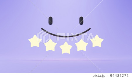 3d render of Customer satisfaction Choices rating from bad to good with star light. Minimal design concept on pastel purple background. Users give rating for evaluation. 3d render of Customer satisfaction Choices rating from bad to good with star light. Minimal design concept on pastel purple background. Users give rating for evaluation. 94482272