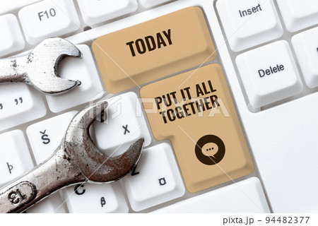 Handwriting text Put It All Together. Business concept Join Collectively Unified Integrated Linked Merge 94482377