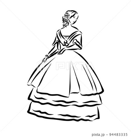 vintage illustration with beautiful fashion girl retro fashion vector 94483335