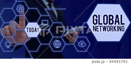 Text showing inspiration Global NetworkingCommunication network which spans the entire Earth WAN. Concept meaning Communication network which spans the entire Earth WAN 94483761