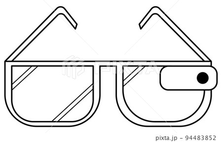 Hand drawn smart glasses.Device showing information that complements the visible. Outline. Vector 94483852