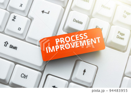 Text sign showing Process Improvement. Internet Concept Optimization Meet New Quotas Standard of Quality 94483955