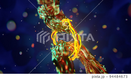 Blockchain digital chain, beautiful abstract copper coil wiring . 3d rendering. Blockchain digital chain, beautiful abstract copper coil wiring . 3d rendering. 94484673