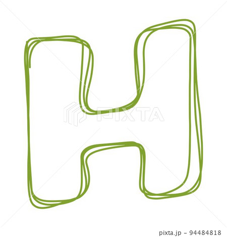 Alphabet H letter hand drawn outline stroke drawing illustration element art for education 94484818