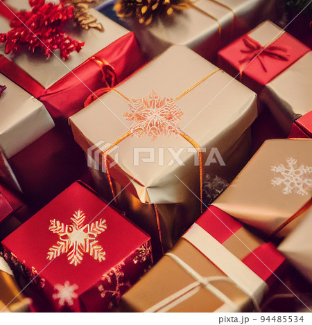 Christmas gift boxes on the floor. Christmas gift 94485534