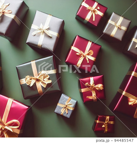 Christmas gift boxes on the floor. Christmas gift 94485547