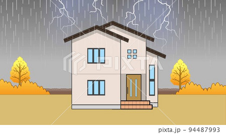 おしゃれな一軒家と空模様 94487993