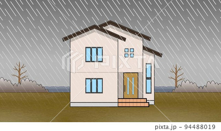 おしゃれな一軒家と空模様 94488019