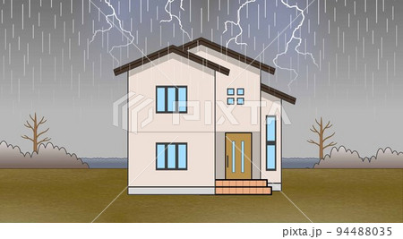 おしゃれな一軒家と空模様 94488035