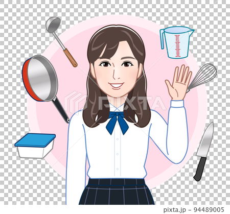 キッチンツールと女性 94489005