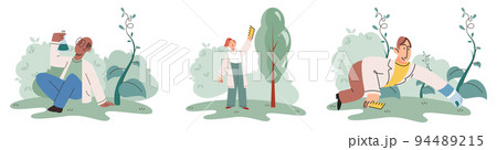 Scientist explores vegetable life and plants in nature. Biologists studying biological species 94489215