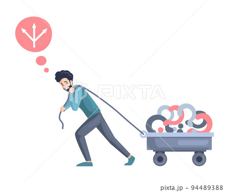 Making confusion. Man thought about solution to problem, burden of difficult situation concept. Making confusion. Man thought about solution to problem, burden of difficult situation concept. 94489388