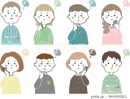 困る男性と女性のアイコン　かわいい　トラブル 94490061