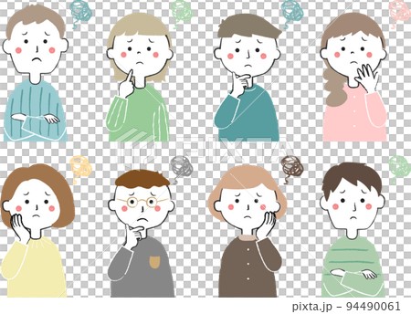 困る男性と女性のアイコン　かわいい　トラブル 94490061