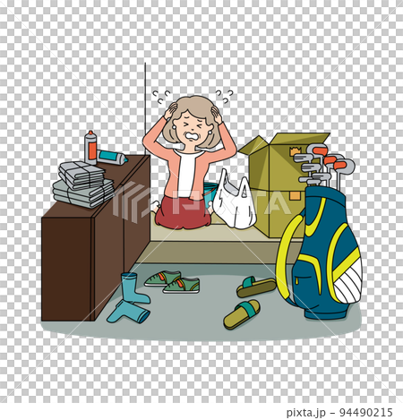 Elderly illustration that can not clean up the house 94490215