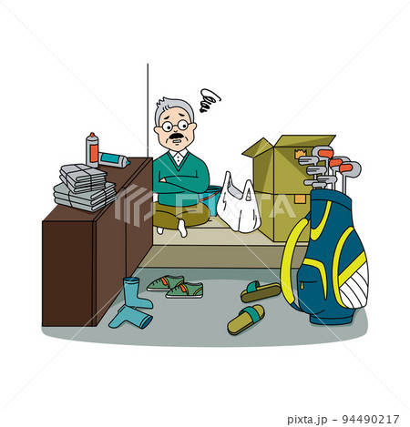 家の片付けができなくなる高齢者イラスト 94490217