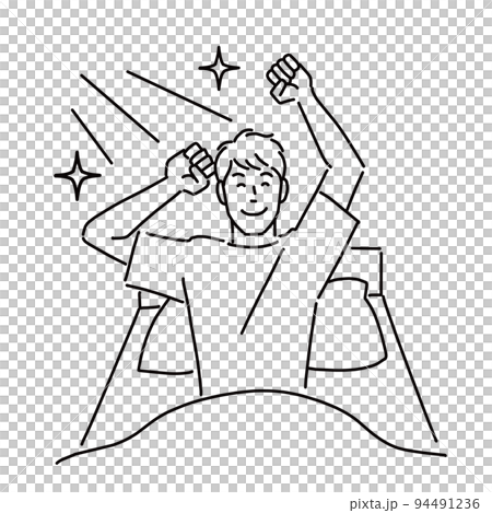 A smiling man waking up comfortably in the morning 94491236