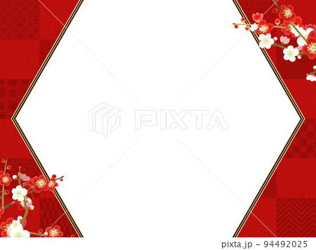 赤い市松模様のフレーム 94492025